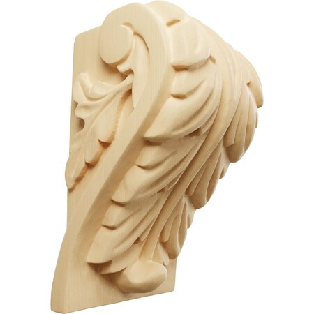 Ekena Millwork 3 3/4"W x 3 1/4"D x 6"H Large Acanthus Leaf Block Corbel, Maple CORW04X03X06BAMA